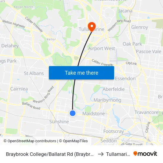 Braybrook College/Ballarat Rd to Tullamarine map