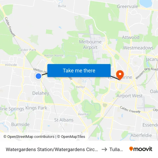 Watergardens Station/Watergardens Circuit Rd to Tullamarine map