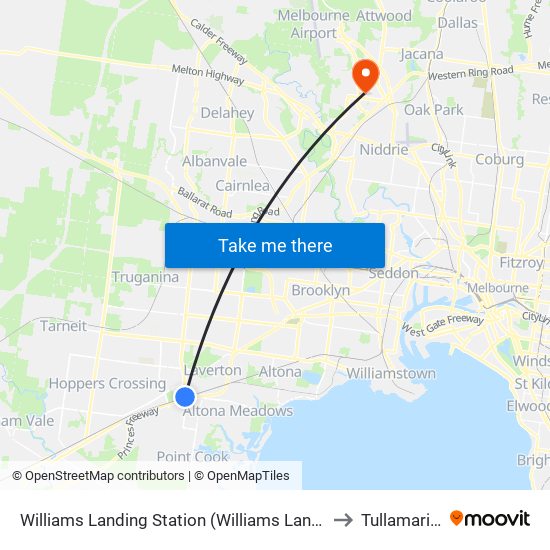 Williams Landing Station (Williams Landing) to Tullamarine map