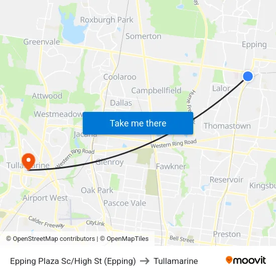 Epping Plaza Sc/High St to Tullamarine map