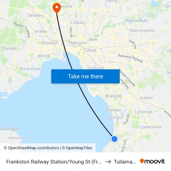 Frankston Railway Station/Young St to Tullamarine map