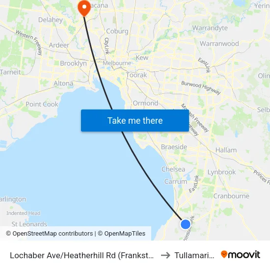 Lochaber Ave/Heatherhill Rd to Tullamarine map