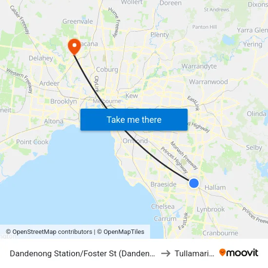 Dandenong Station/Foster St to Tullamarine map