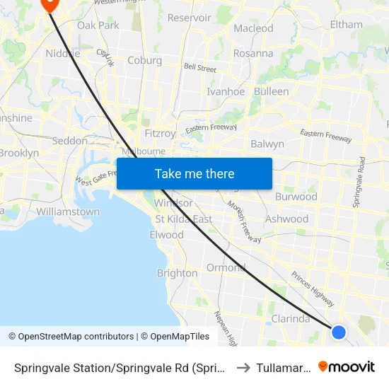 Springvale Station/Springvale Rd to Tullamarine map