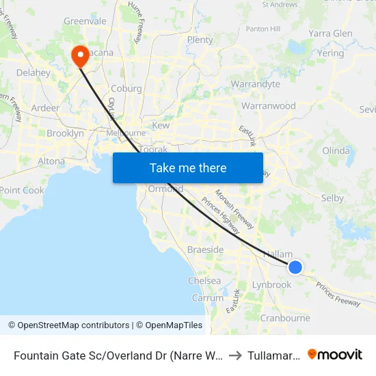 Fountain Gate Sc/Overland Dr to Tullamarine map