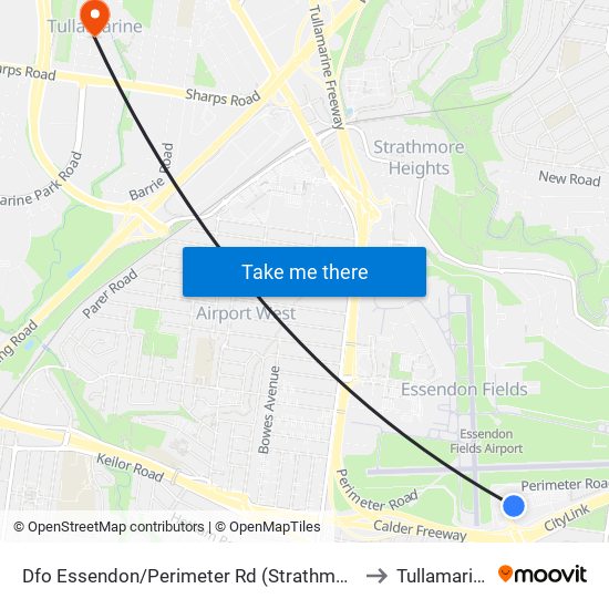 Dfo Essendon/Perimeter Rd (Strathmore) to Tullamarine map