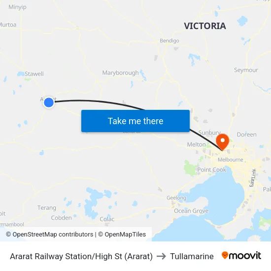 Ararat Railway Station/High St to Tullamarine map