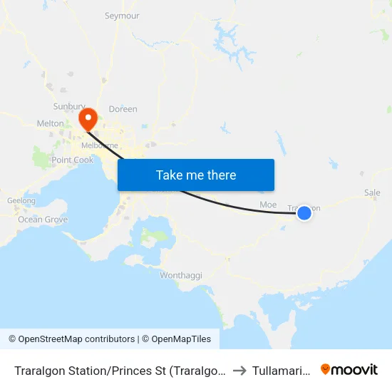 Traralgon Station/Princes St to Tullamarine map