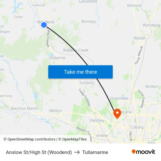 Anslow St/High St to Tullamarine map