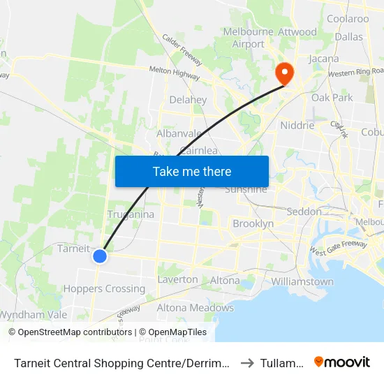 Tarneit Central Shopping Centre/Derrimut Rd to Tullamarine map