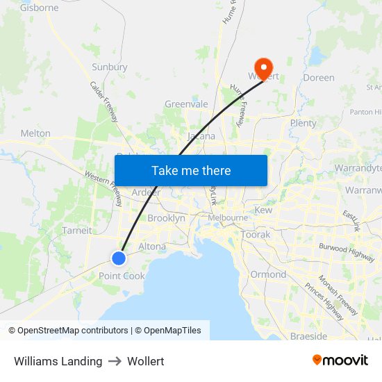 Williams Landing to Wollert map