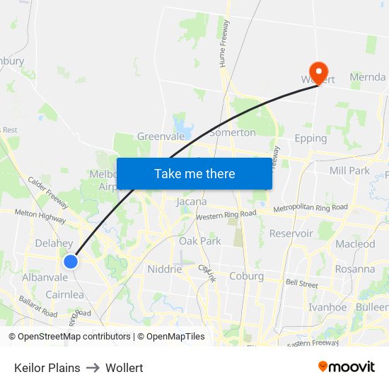 Keilor Plains to Wollert map