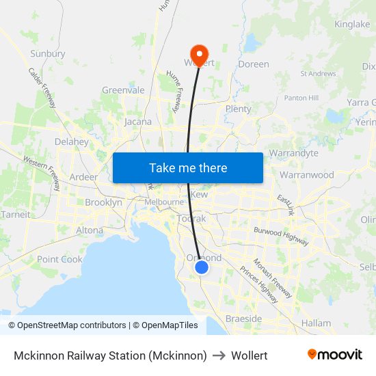 Mckinnon Railway Station (Mckinnon) to Wollert map