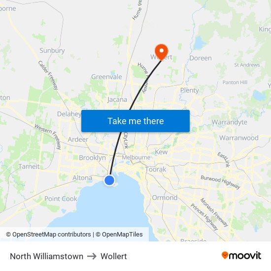 North Williamstown to Wollert map