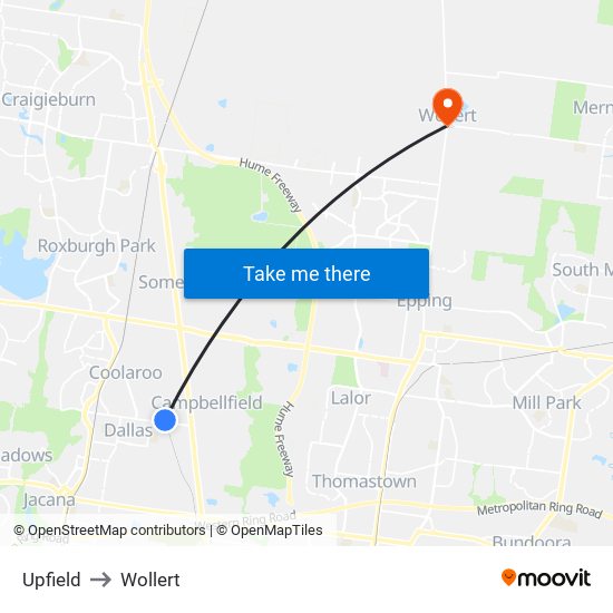 Upfield to Wollert map