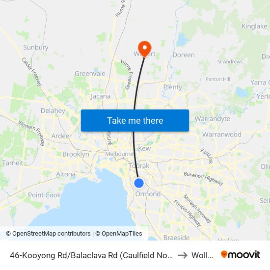 46-Kooyong Rd/Balaclava Rd (Caulfield North) to Wollert map