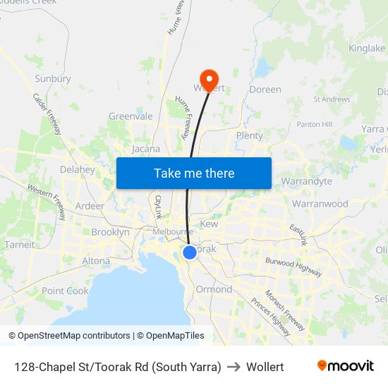 128-Chapel St/Toorak Rd (South Yarra) to Wollert map