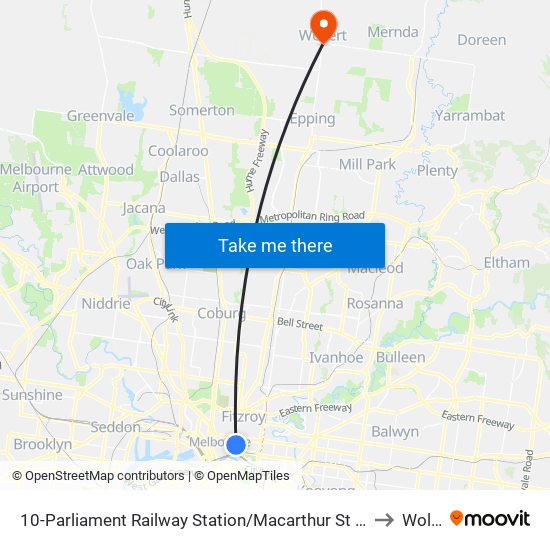 10-Parliament Railway Station/Macarthur St (East Melbourne) to Wollert map