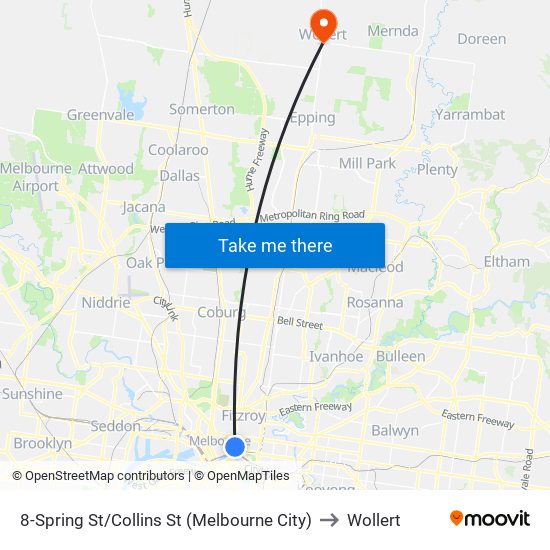 8-Spring St/Collins St (Melbourne City) to Wollert map