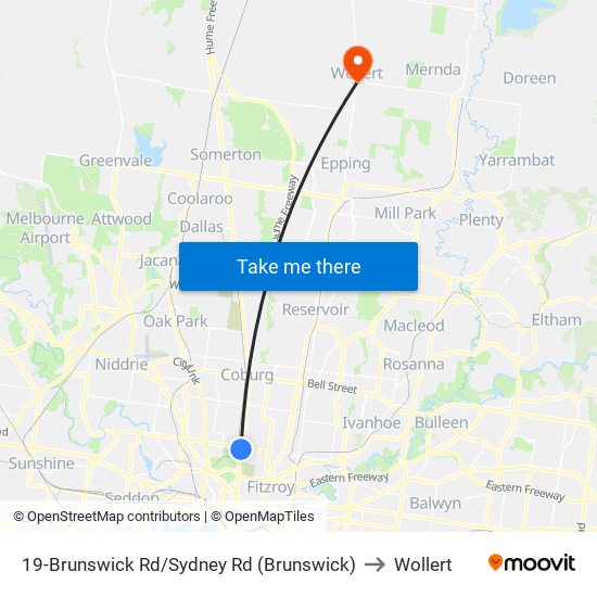 19-Brunswick Rd/Sydney Rd (Brunswick) to Wollert map