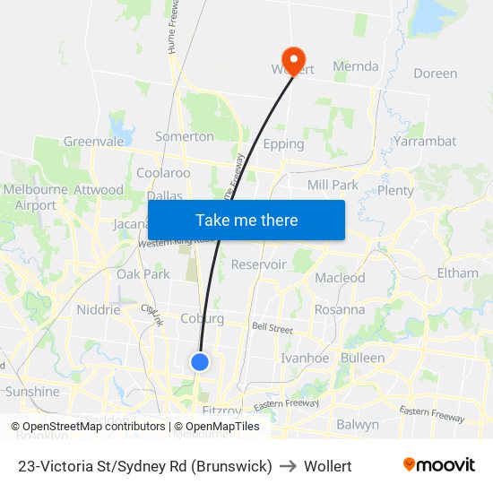 23-Victoria St/Sydney Rd (Brunswick) to Wollert map