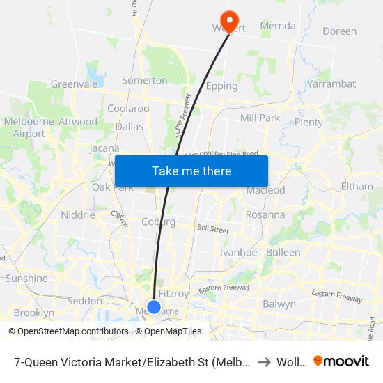 7-Queen Victoria Market/Elizabeth St (Melbourne City) to Wollert map