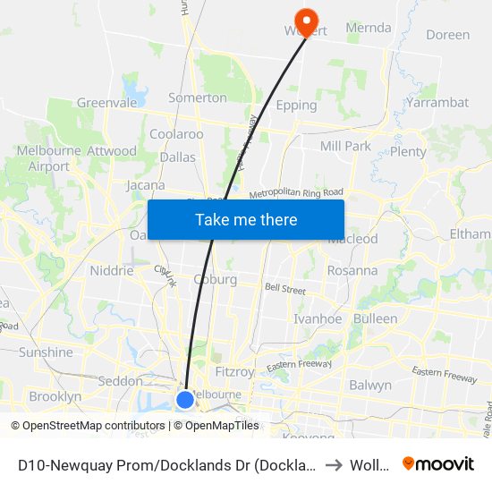 D10-Newquay Prom/Docklands Dr (Docklands) to Wollert map