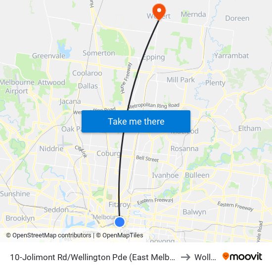 10-Jolimont Rd/Wellington Pde (East Melbourne) to Wollert map