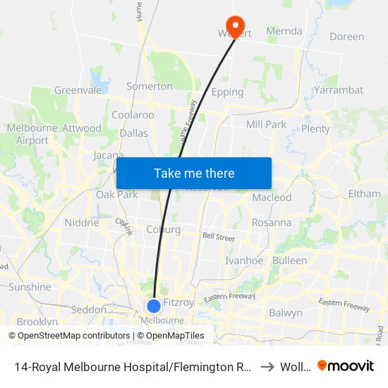 14-Royal Melbourne Hospital/Flemington Rd (Parkville) to Wollert map