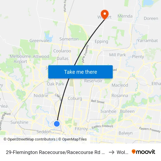 Flemington Racecourse/Racecourse Rd #29 to Wollert map