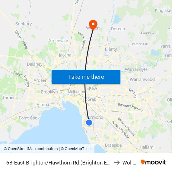68-East Brighton/Hawthorn Rd (Brighton East) to Wollert map