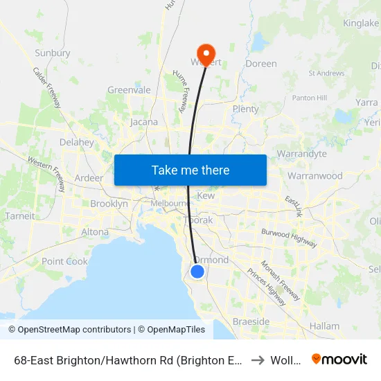 East Brighton/Hawthorn Rd #68 to Wollert map