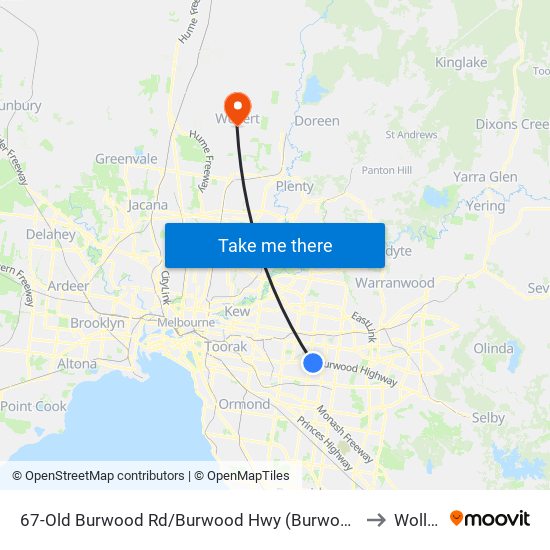 67-Old Burwood Rd/Burwood Hwy (Burwood East) to Wollert map