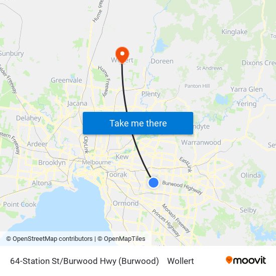 64-Station St/Burwood Hwy (Burwood) to Wollert map