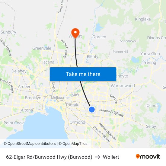 62-Elgar Rd/Burwood Hwy (Burwood) to Wollert map