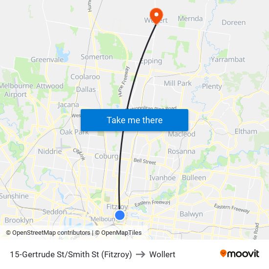 15-Gertrude St/Smith St (Fitzroy) to Wollert map