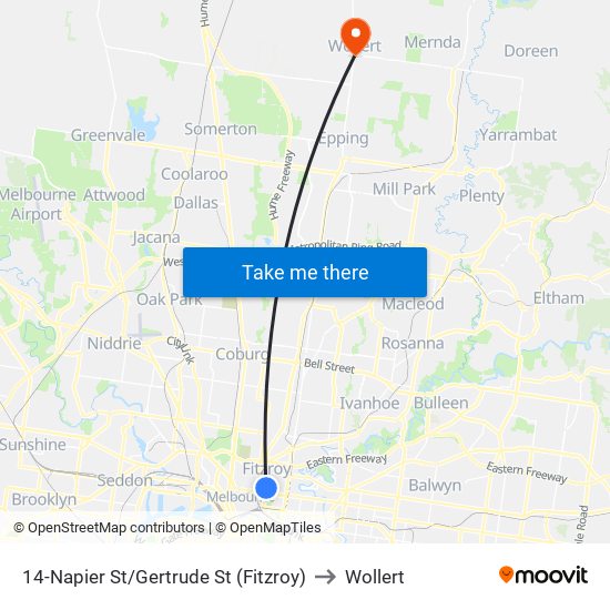 14-Napier St/Gertrude St (Fitzroy) to Wollert map
