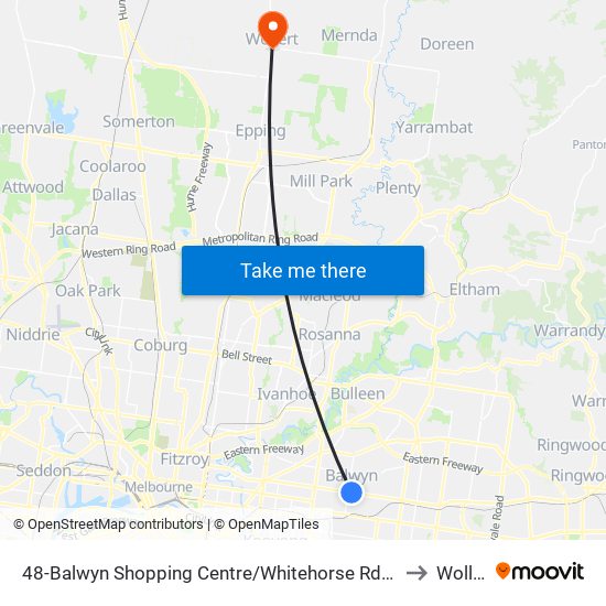 48-Balwyn Shopping Centre/Whitehorse Rd (Balwyn) to Wollert map