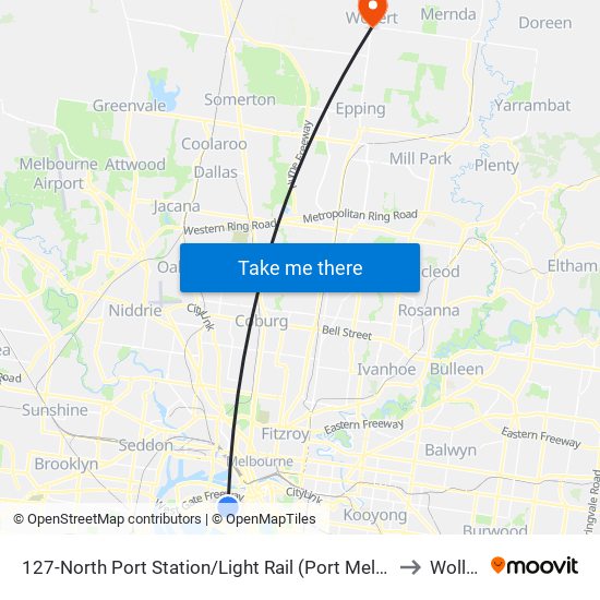 127-North Port Station/Light Rail (Port Melbourne) to Wollert map