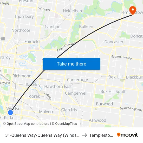 Queens Way/Queens Way #31 to Templestowe map