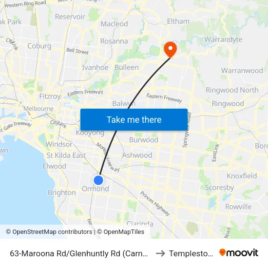 Maroona Rd/Glenhuntly Rd #63 to Templestowe map