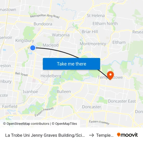 La Trobe Uni Jenny Graves Building/Science Dr to Templestowe map