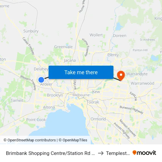 Brimbank Shopping Centre/Station Rd to Templestowe map