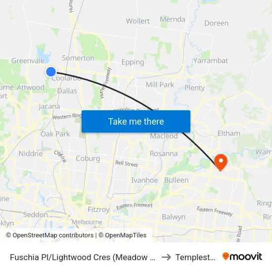 Fuschia Pl/Lightwood Cres to Templestowe map