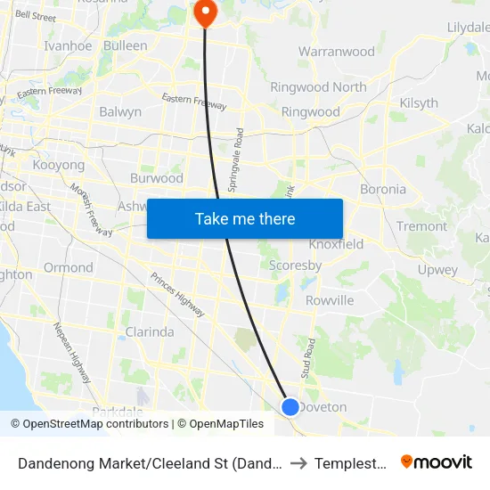 Dandenong Market/Cleeland St to Templestowe map