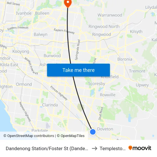Dandenong Station/Foster St to Templestowe map