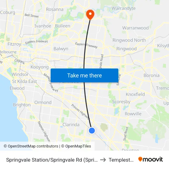 Springvale Station/Springvale Rd to Templestowe map