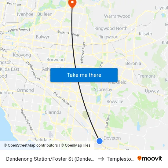Dandenong Station/Foster St to Templestowe map
