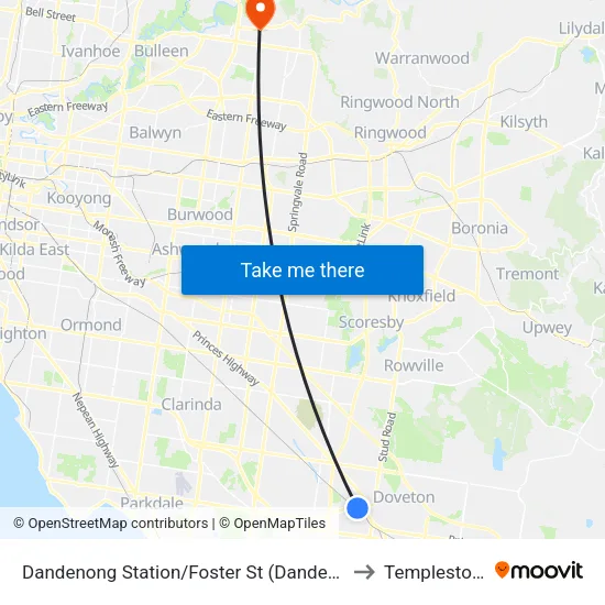 Dandenong Station/Foster St to Templestowe map