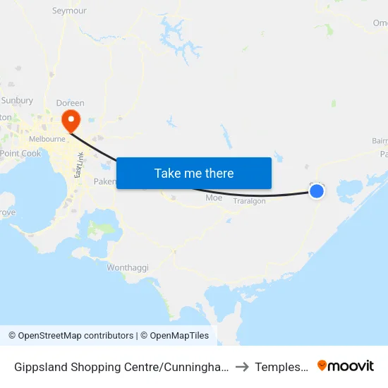 Gippsland Shopping Centre/Cunninghame St to Templestowe map